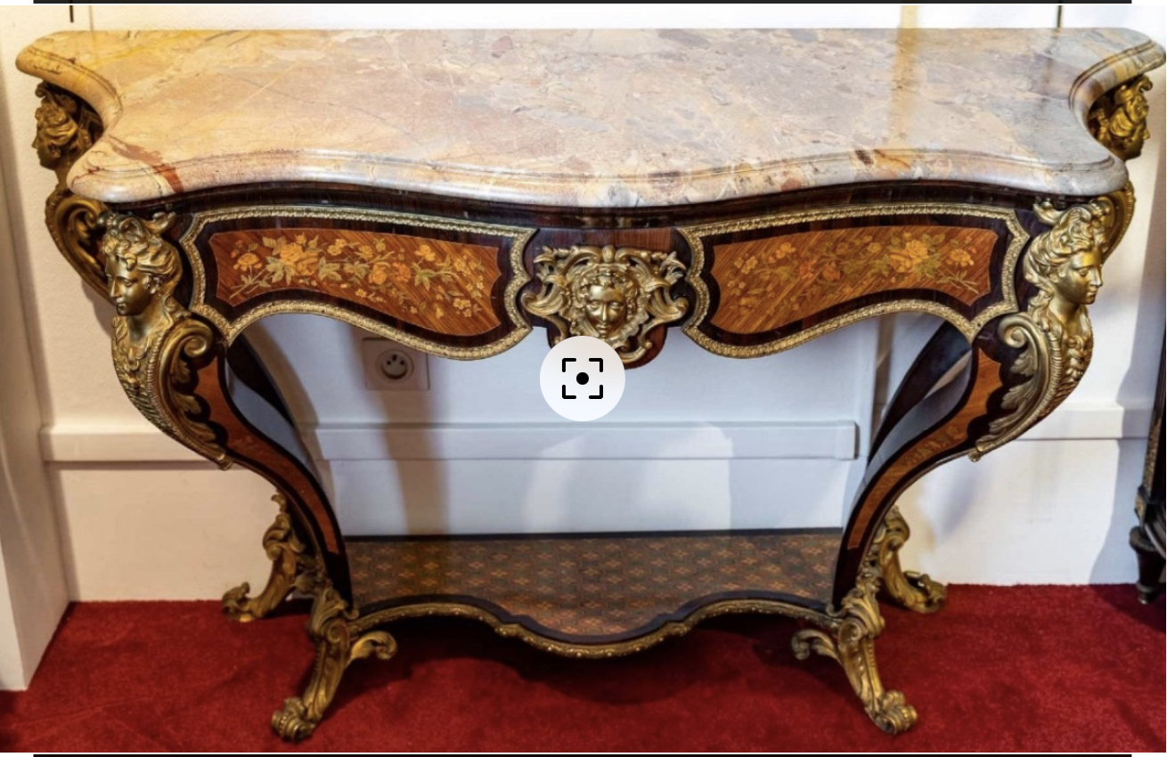 Console de style Régence en marqueterie florale et bronze doré, époque Napoléon III — 12