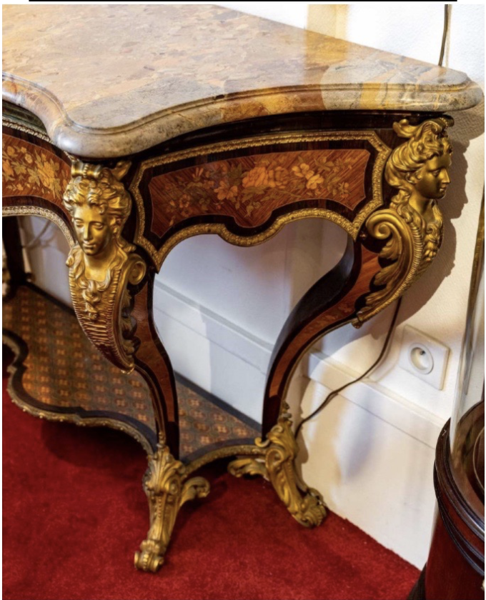 Console de style Régence en marqueterie florale et bronze doré, époque Napoléon III — 13