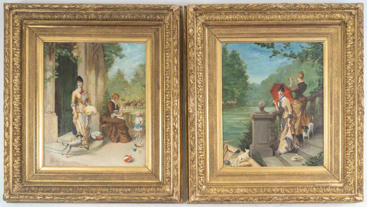 Une paire de tableaux huile sur toile, scène de genre, fin du XIXe siècle — 2