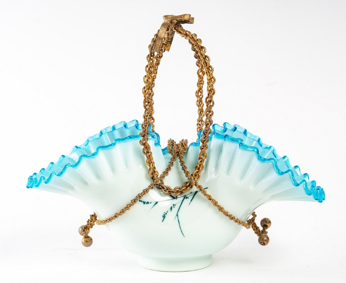 Panier en opaline et bronze fin du XIXe siècle — 10