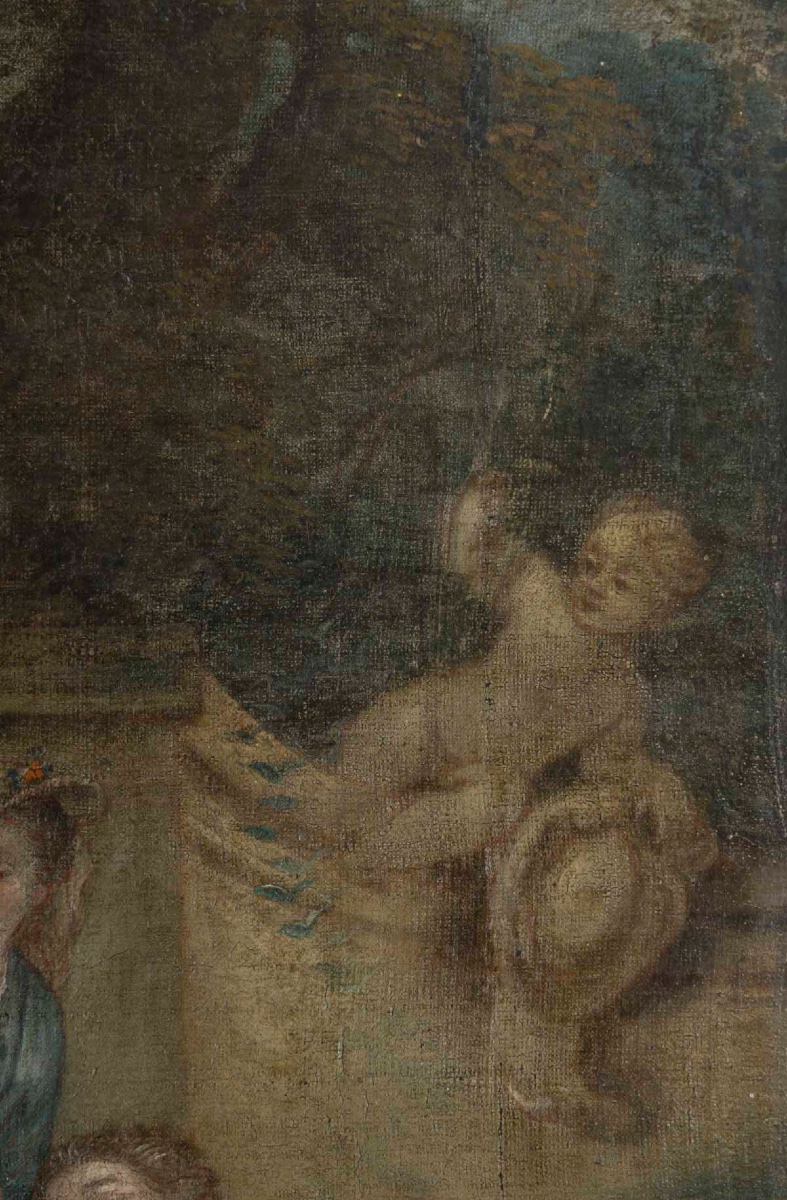 Huile sur toile – scène galante dans l’esprit de Pater, XVIIIe siècle — 9