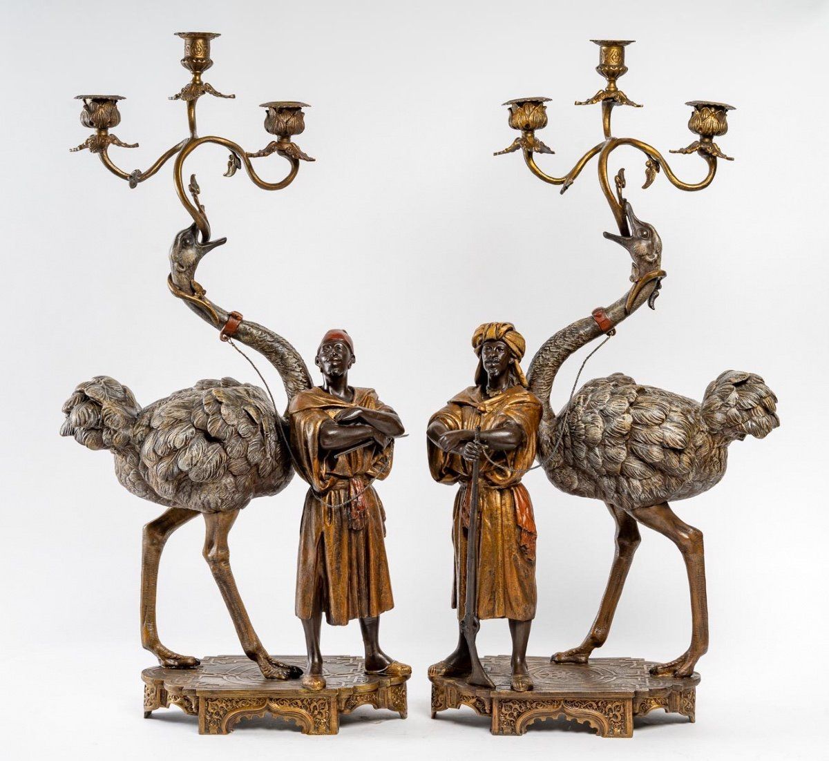 Garniture de Cheminée Orientaliste aux Autruches fin du XIXe siècle — 5