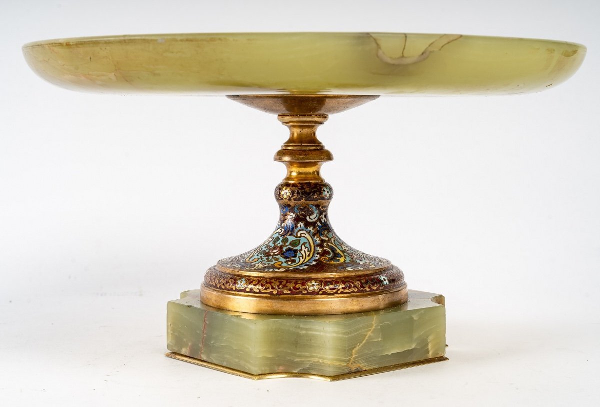 Une coupe en Onyx vert et bronze cloisonnée fin du XIXe siècle — 4