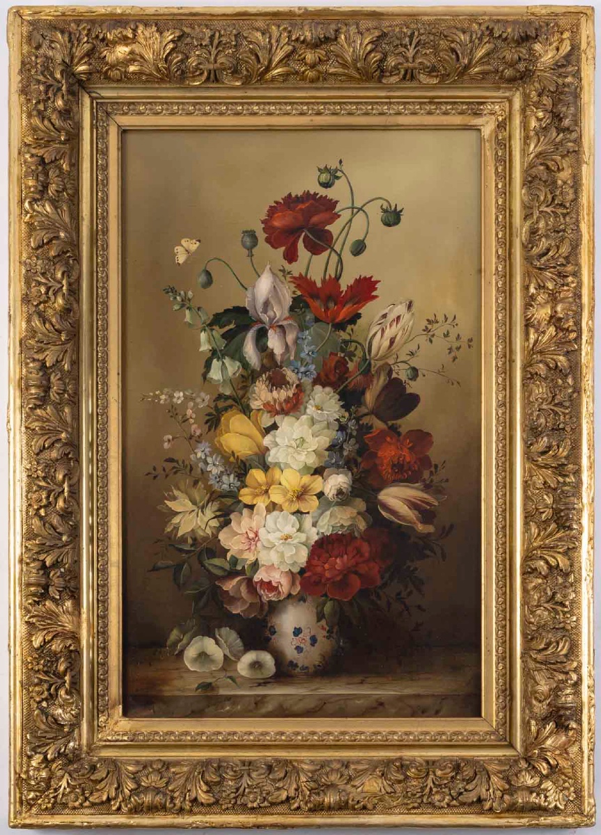 Une huile sur toile composition florale, fin du XIXe siècle — 2