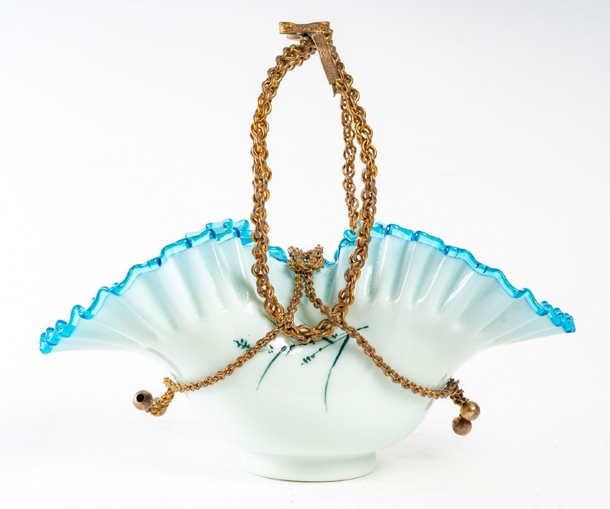 Panier en opaline et bronze fin du XIXe siècle — 13