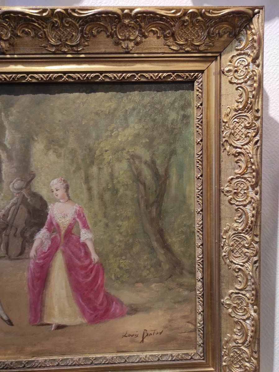 Une paire de huile sur toile scène galante Champêtre fin du XIXe siècle — 6