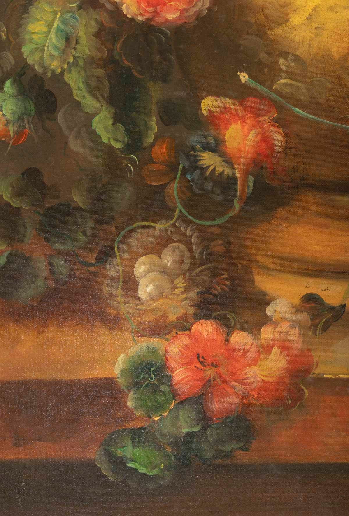 Grande huile sur toile XXe – Nature Morte au Bouquet de fleurs – signée l. Martin — 18