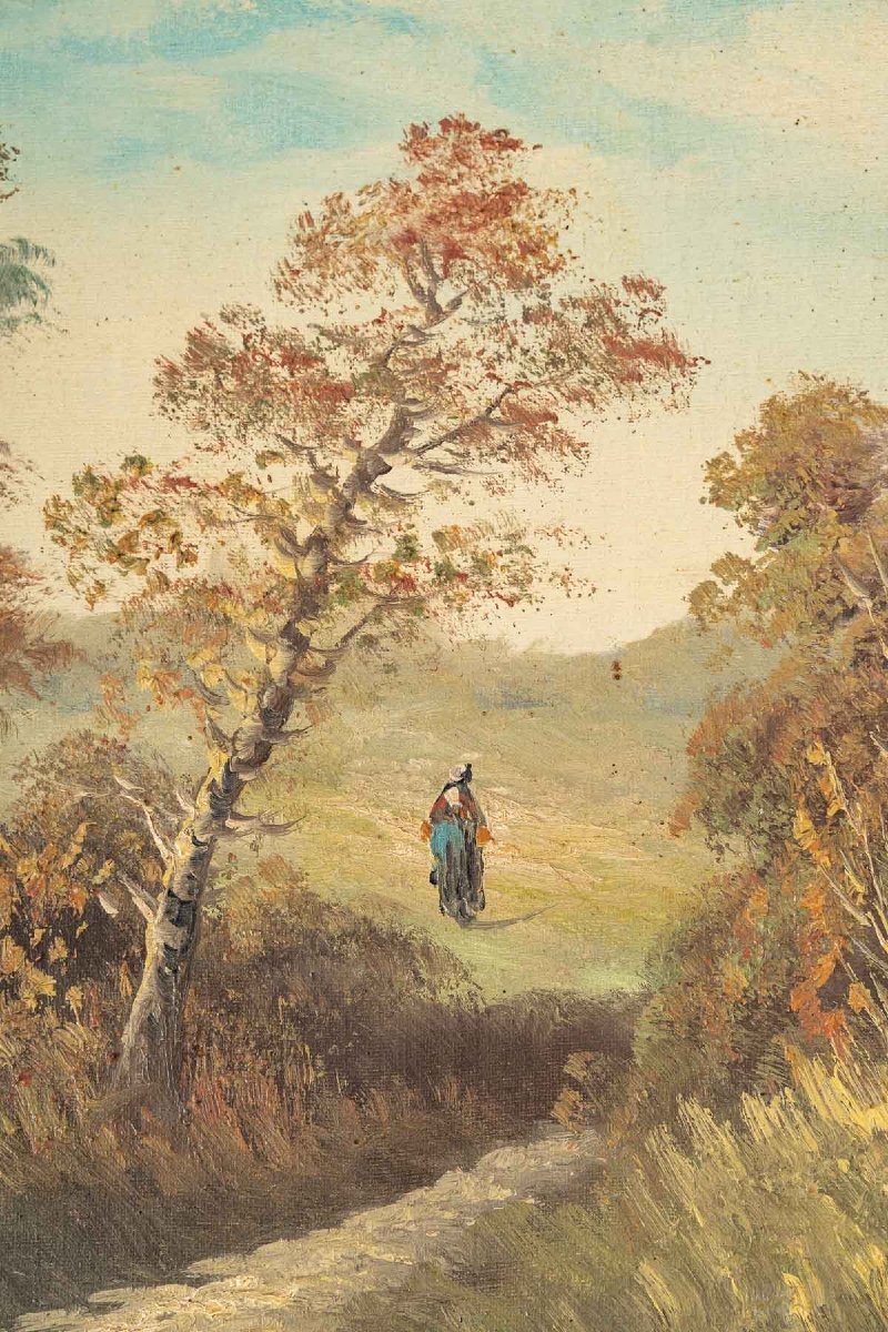 Paire de tableaux huile sur toile paysage sous-bois fin du XIXe siècle — 8