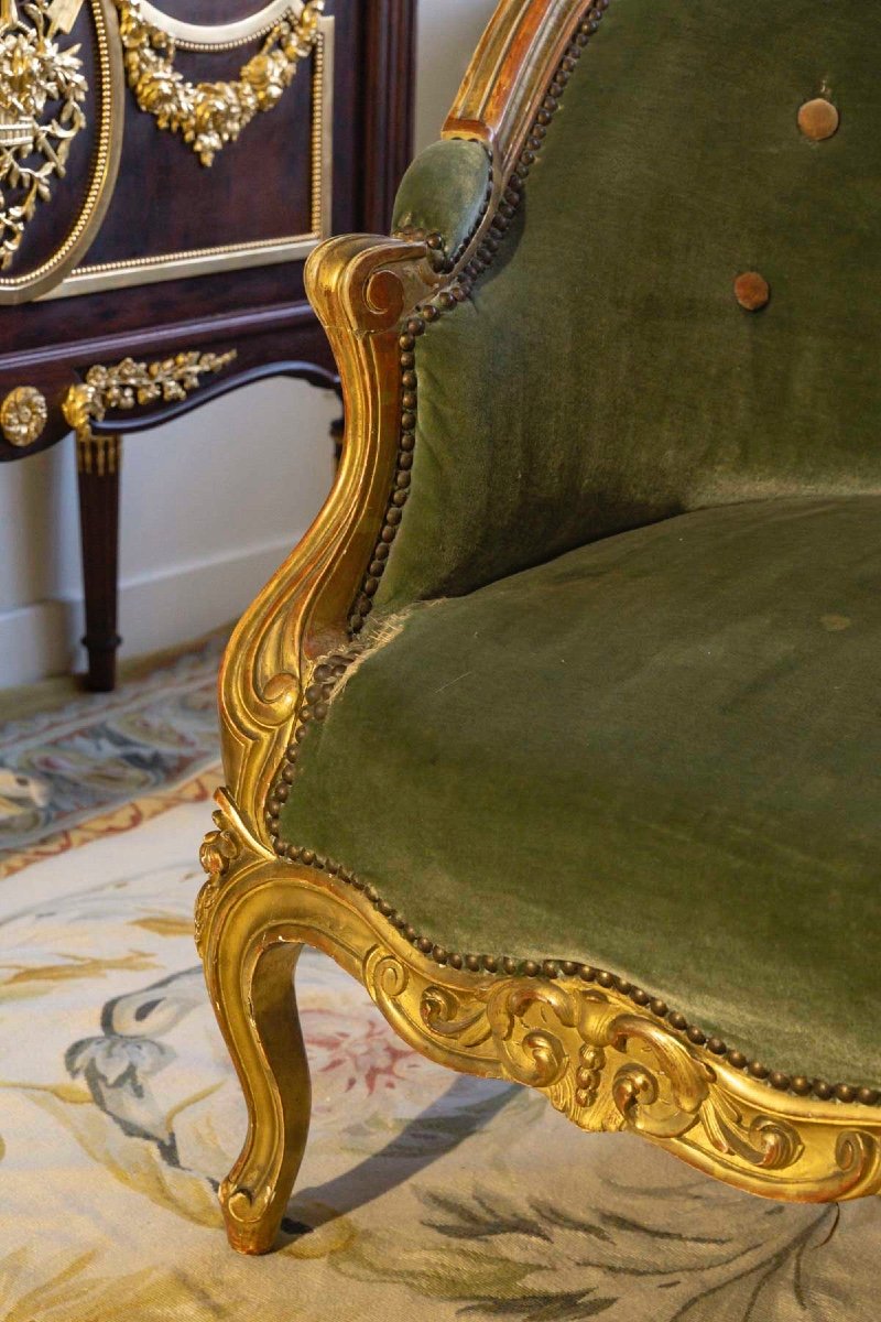 Une Suite de salon en bois sculpté et doré, fin du XIXe siècle — 6