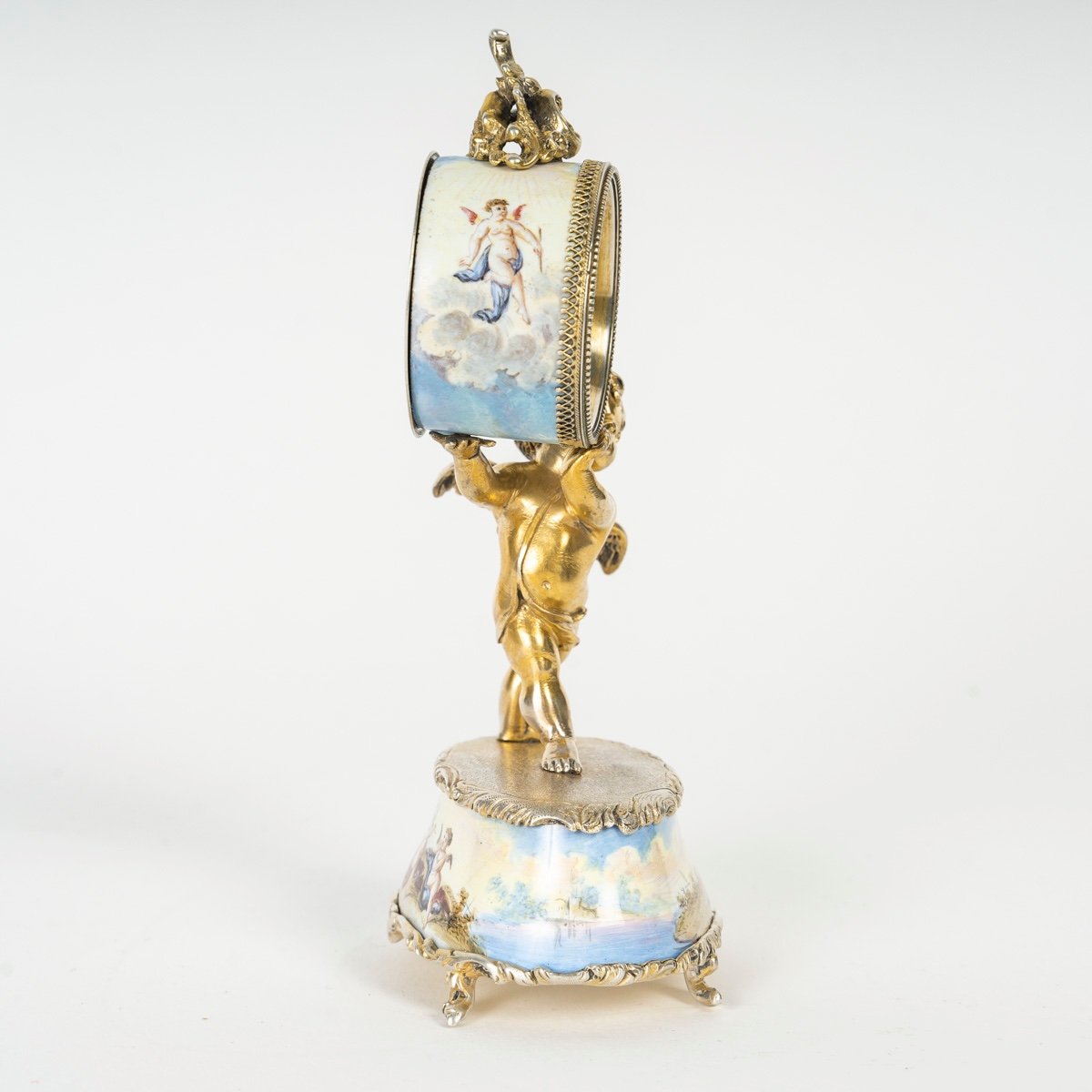 Une belle miniature une pendulette en argent massif — 4