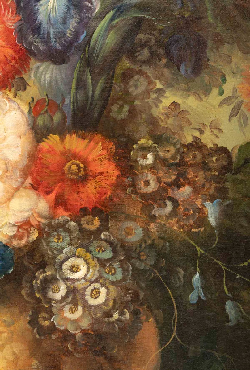 Grande huile sur toile XXe – Nature Morte au Bouquet de fleurs – signée l. Martin — 10