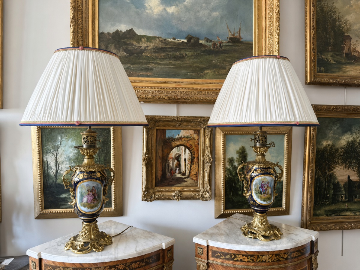 Paire de lampes en porcelaine de Bayeux et bronze doré – fin du XIXe siècle — 5