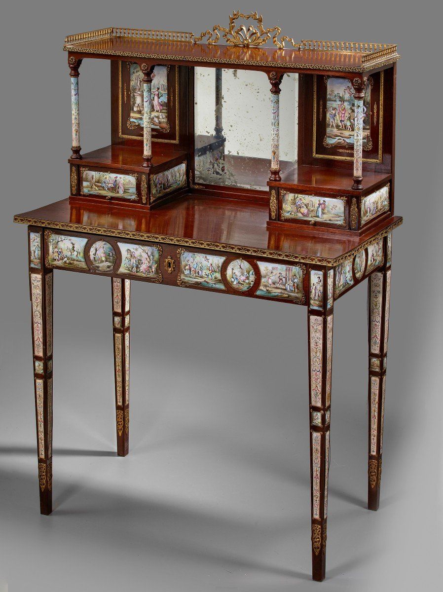 Meuble Secretaire en Acajou et émail fin du XIXe siècle — 4