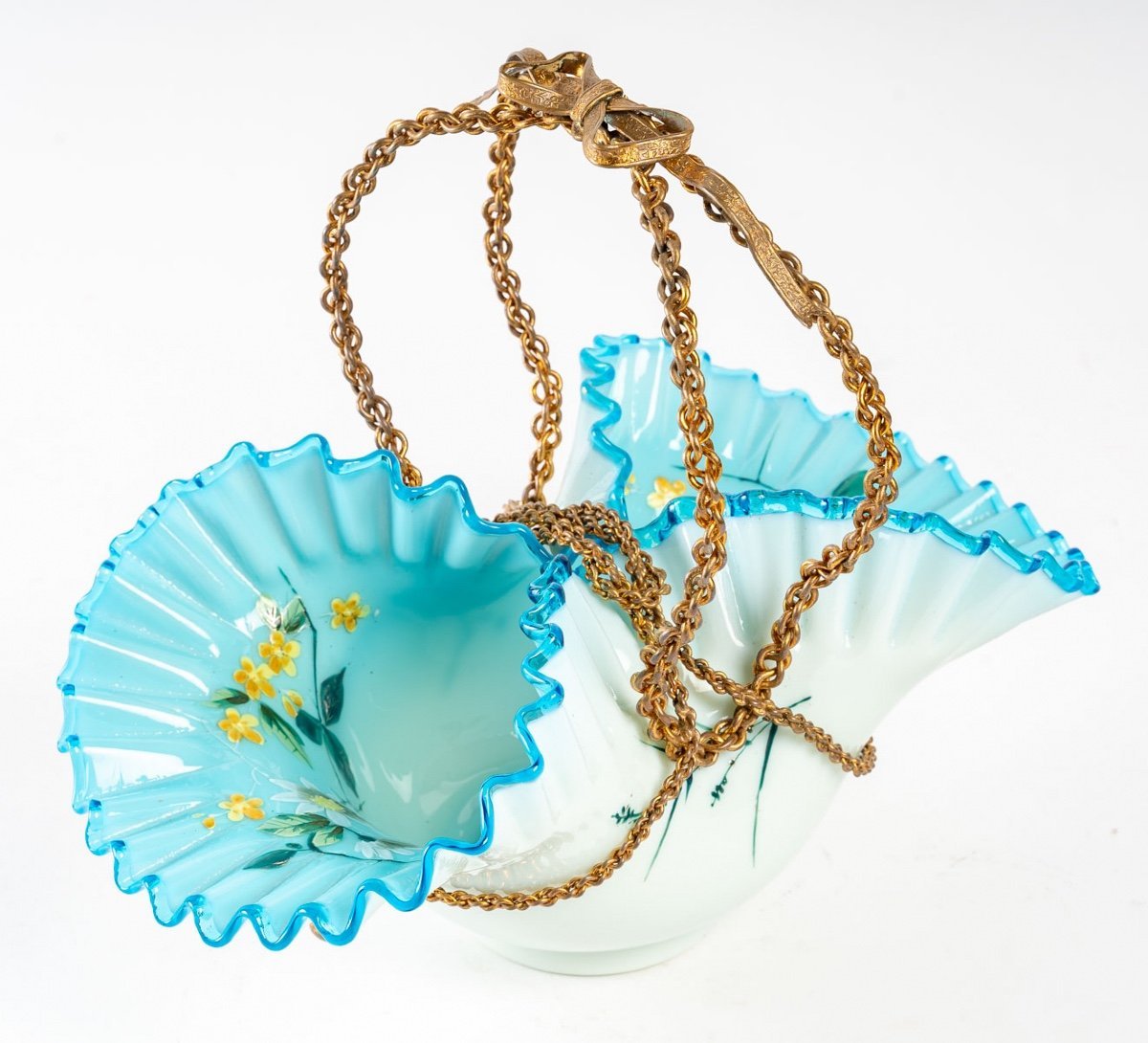 Panier en opaline et bronze fin du XIXe siècle — 12