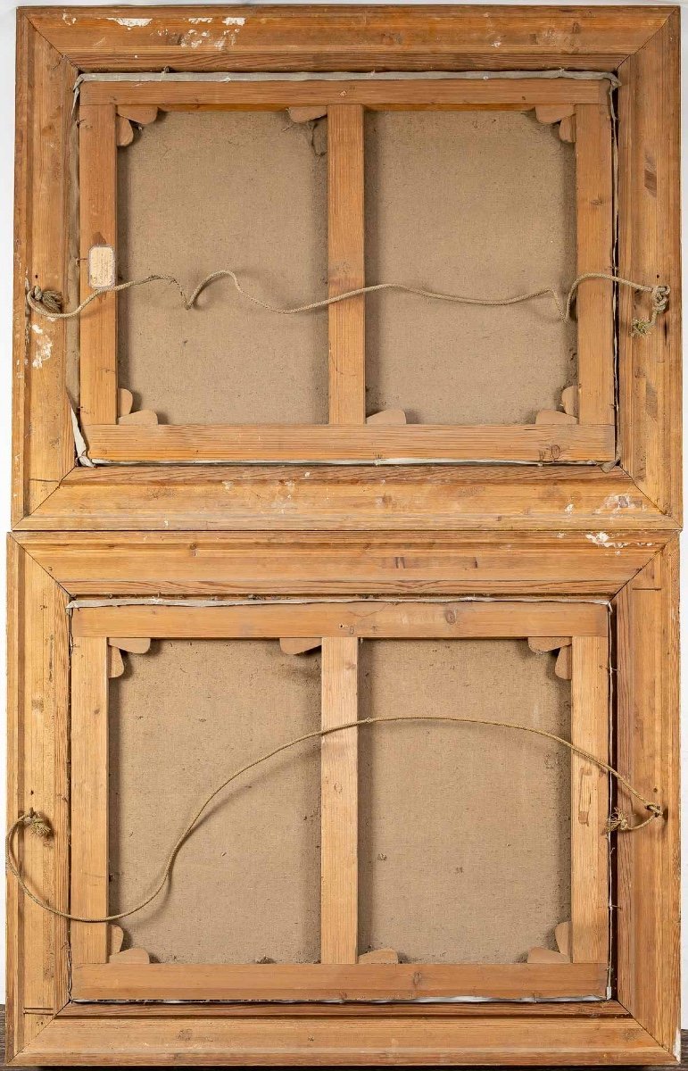 Paire de tableaux huile sur toile avec Cadres en bois doré fin du XIXe siècle — 5