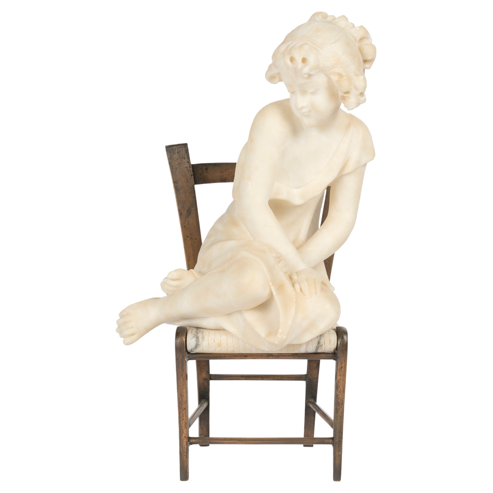 Sculpture art nouveau en albâtre et bronze signée Gio Ponti – travail italien — 13