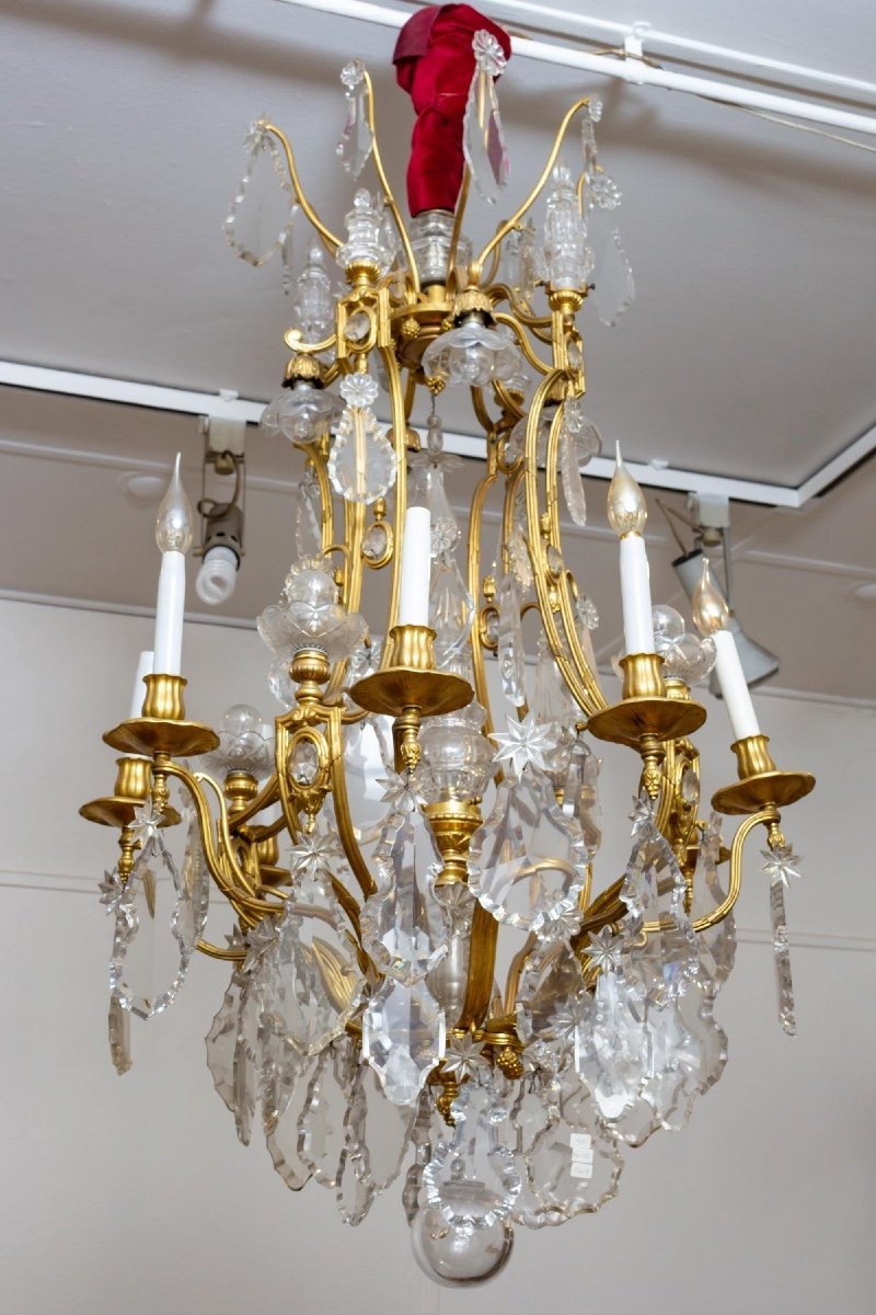 Un lustre cage en bronze doré et cristal de Baccarat fin du XIXe siècle — 3