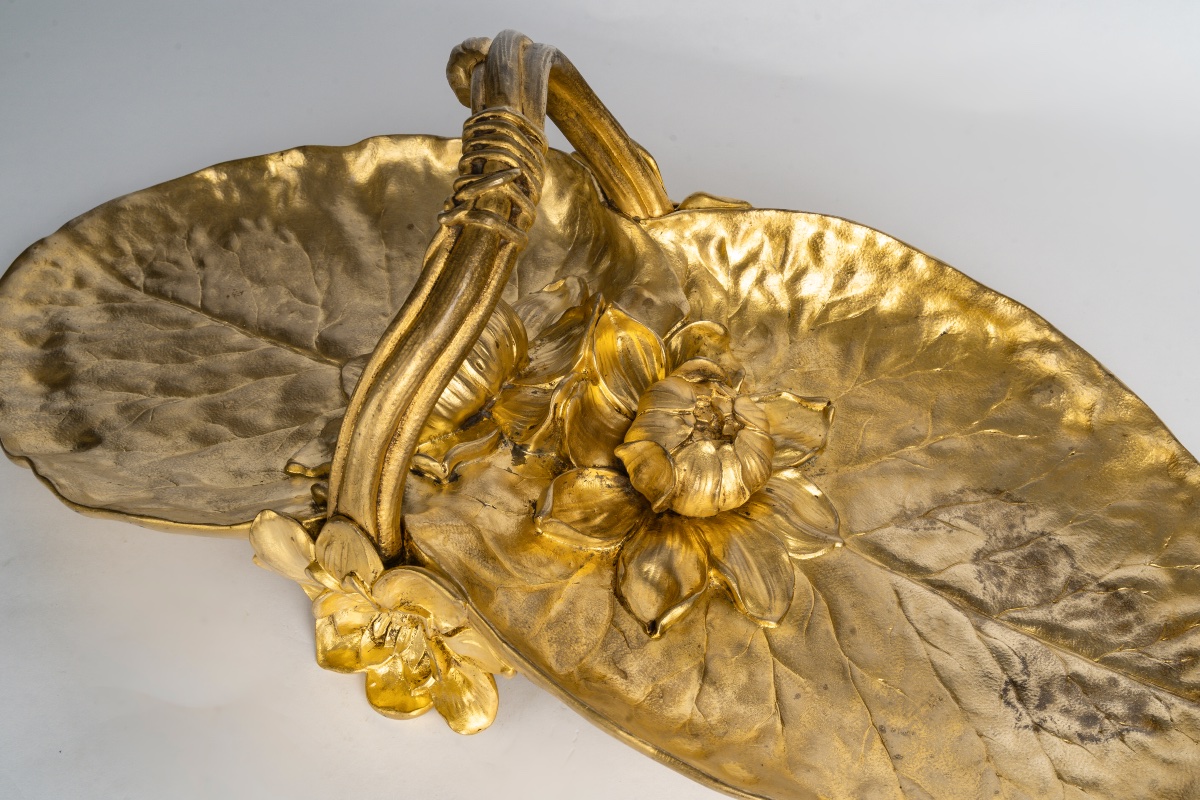 Coupe en bronze doré signée C.R. Vibert – époque art nouveau (vers 1900) — 3