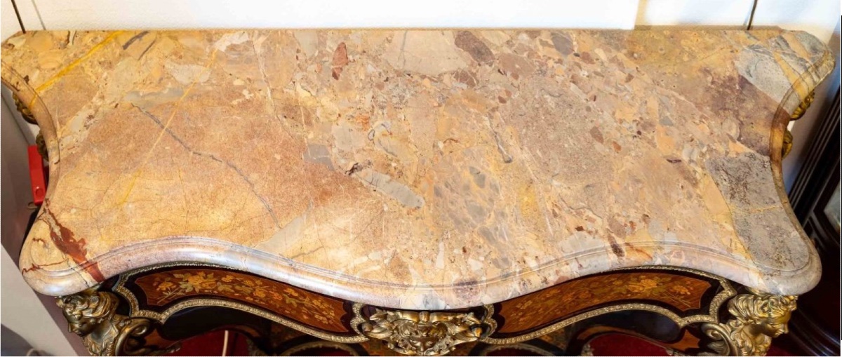 Console de style Régence en marqueterie florale et bronze doré, époque Napoléon III — 10