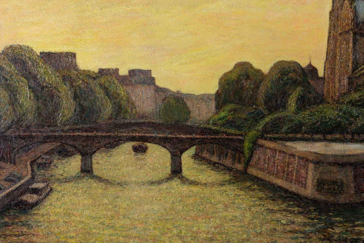 Huile sur toile Représentant Notre-dame-de-Paris et les Quais de Seine — 3