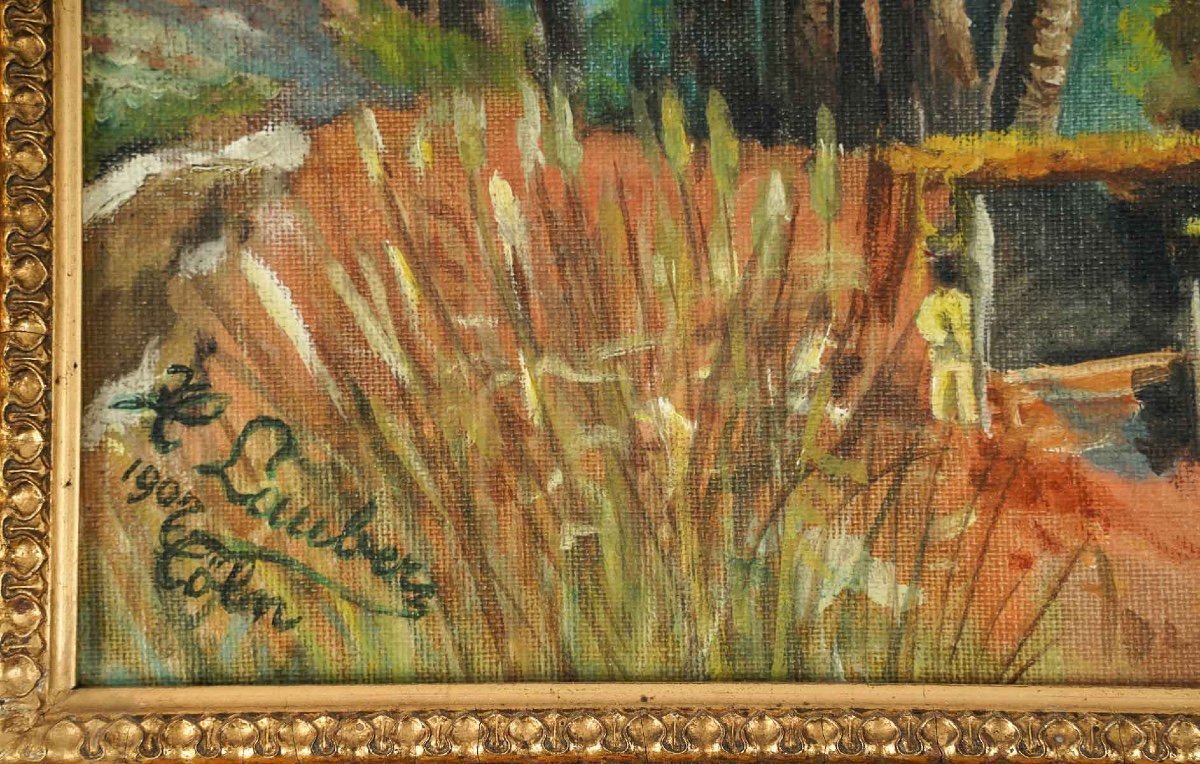 Paire de tableaux orientalistes huile sur toile avec Cadres en bois doré — 12