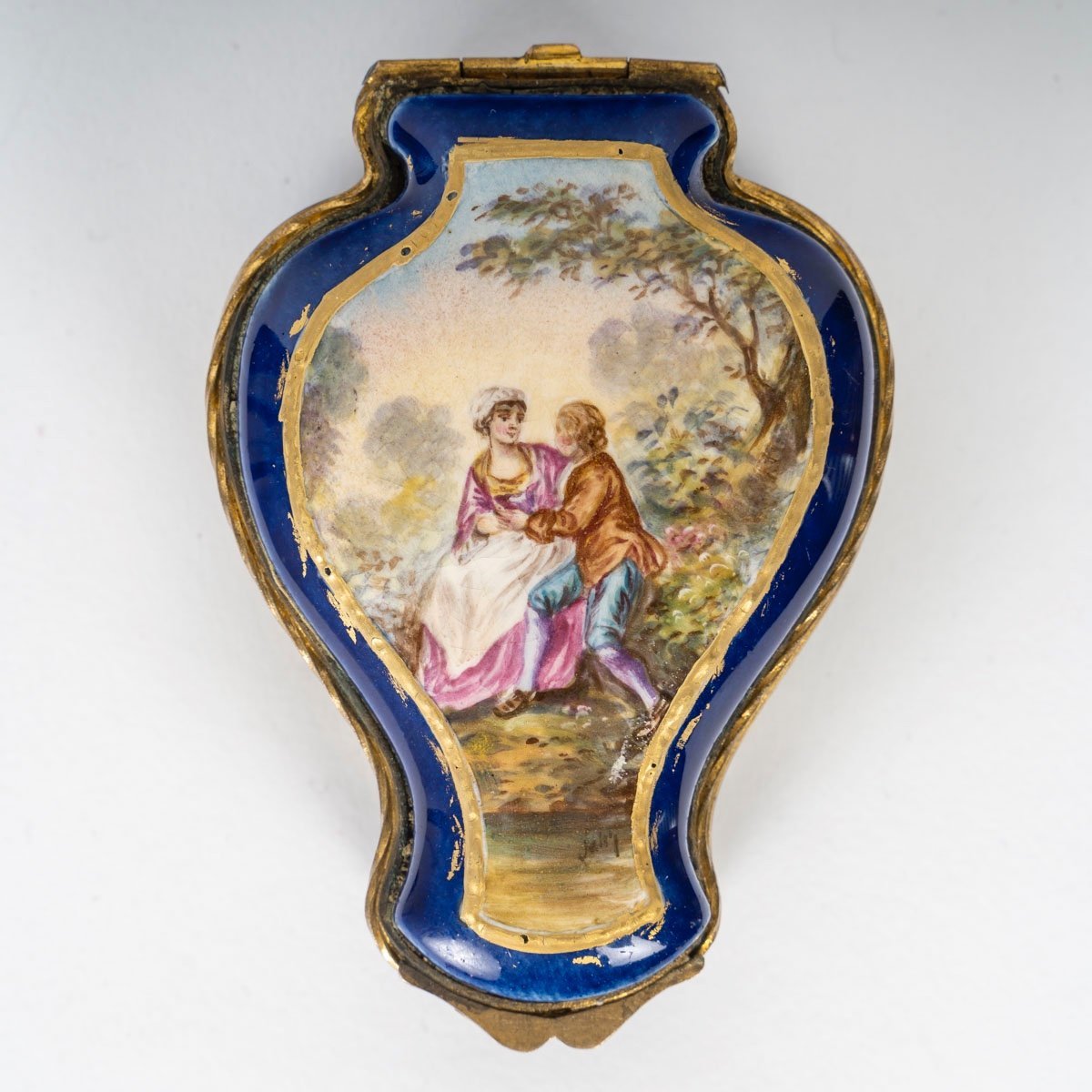 Miniature coffret à bijoux de Forme Mouvementé en porcelaine bleu, XIXe siècle — 6