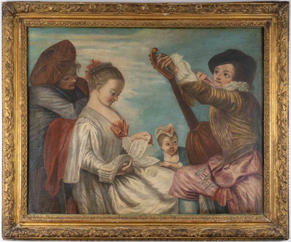 École du XIXe siècle, dans le goût de Jean-Antoine Watteau (1684–1721) le Concert — 2