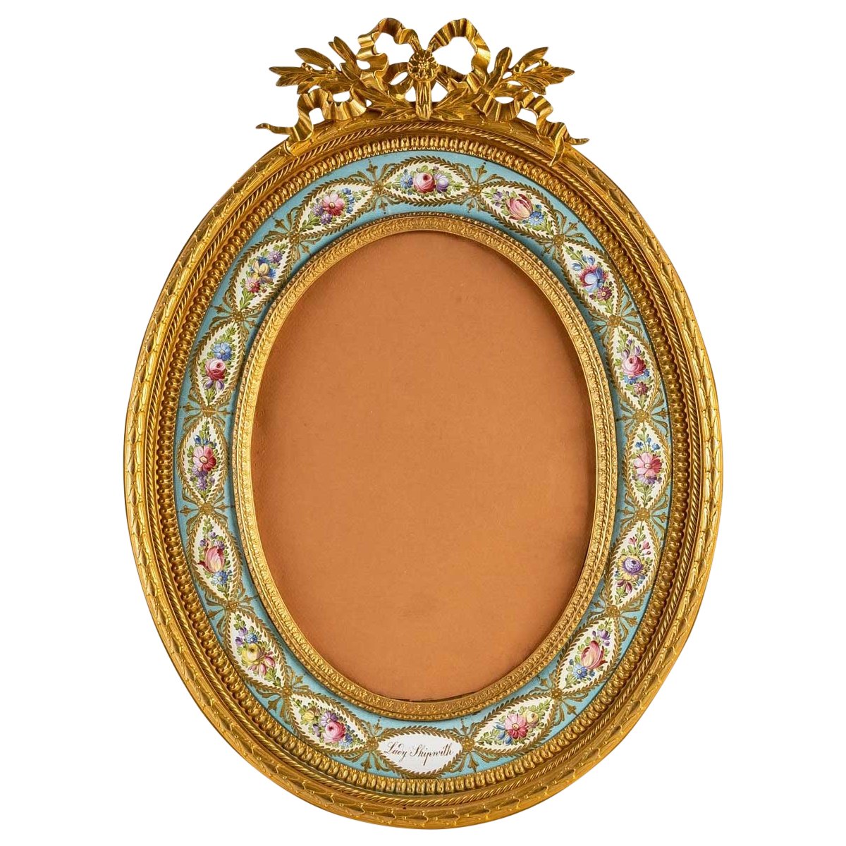 Grand Cadre Photo en bronze et émail de Forme Ovale fin du XIXe siècle — 2
