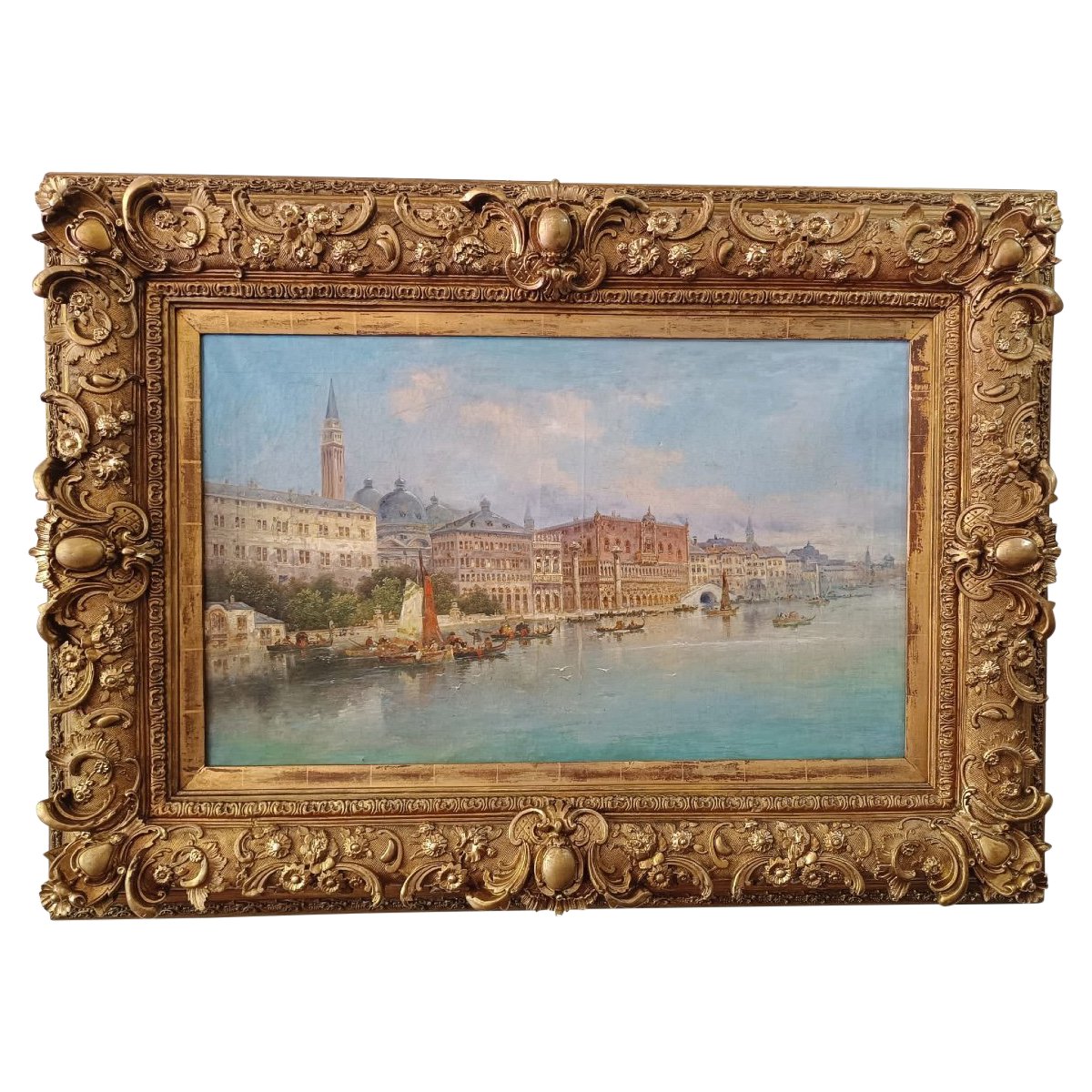 Tableau Vue de Venise huile sur toile fin du XIXe siècle — 2