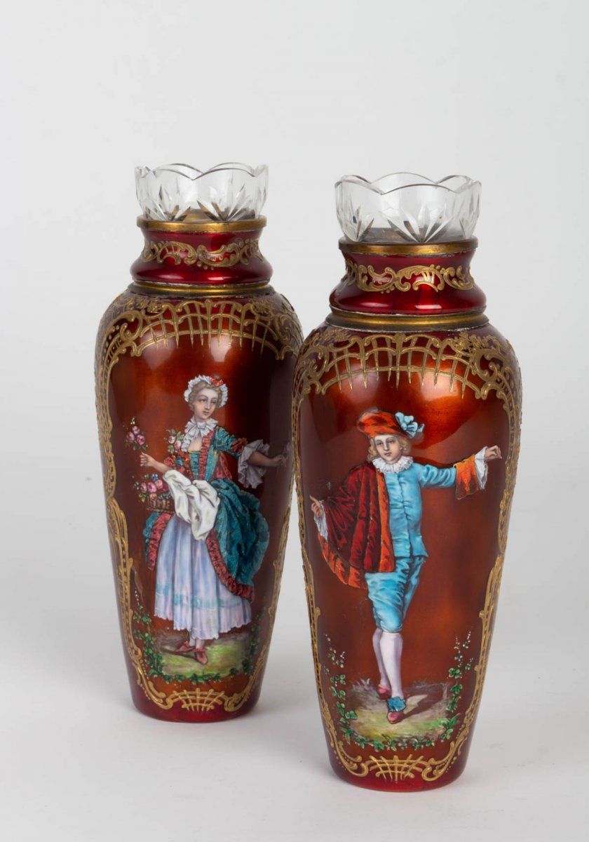 Paire de petits vases en émail — 3