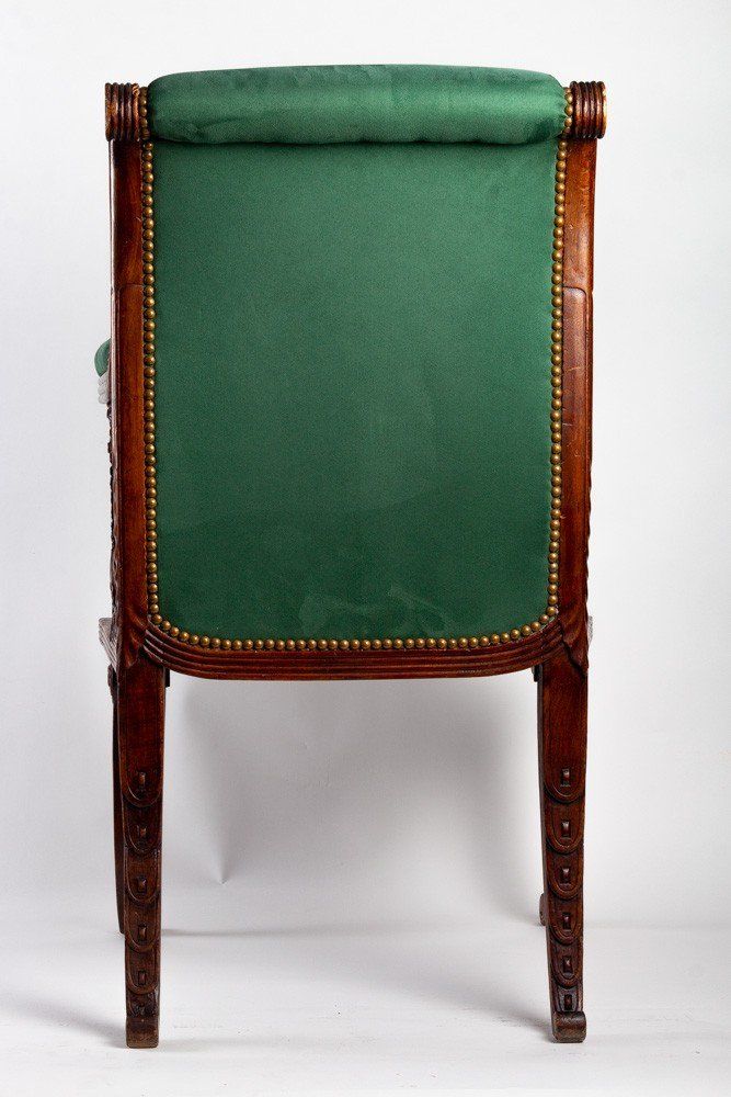 Fauteuil de bureau en bois sculpté style art nouveau XIXe siècle — 9