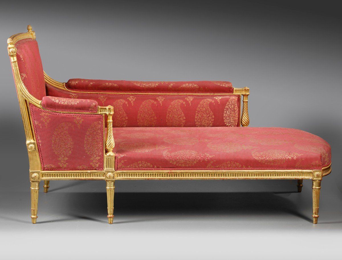 Chaise Longue bois doré de style Louis XVI époque Napoléon III — 3