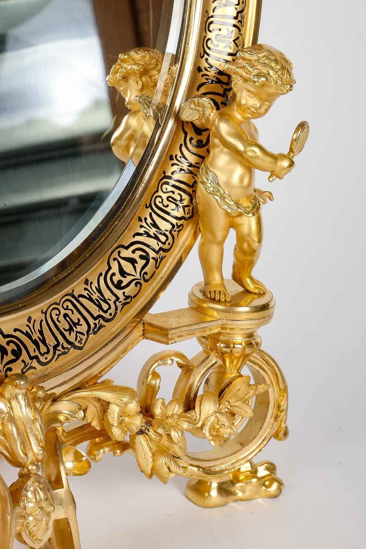 Miroir de table en bronze doré et émail cloisonné fin du XIXe siècle — 6