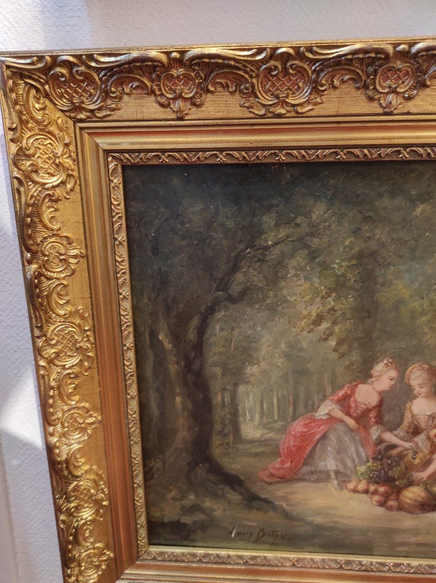 Une paire de huile sur toile scène galante Champêtre fin du XIXe siècle — 11
