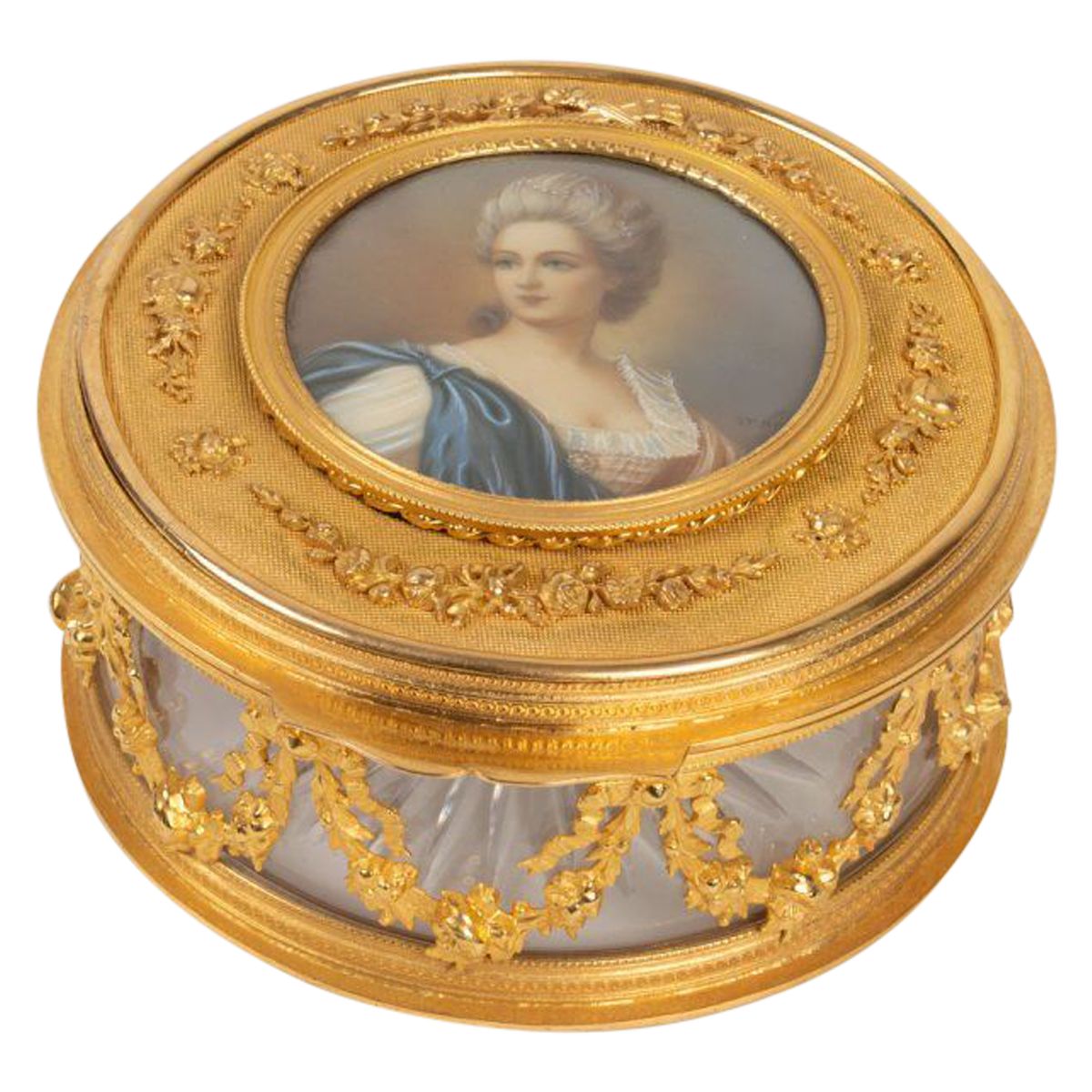 Coffret en cristal et bronze, peinture en Ivoire, style Louis XVI, époque Napoléon III — 2