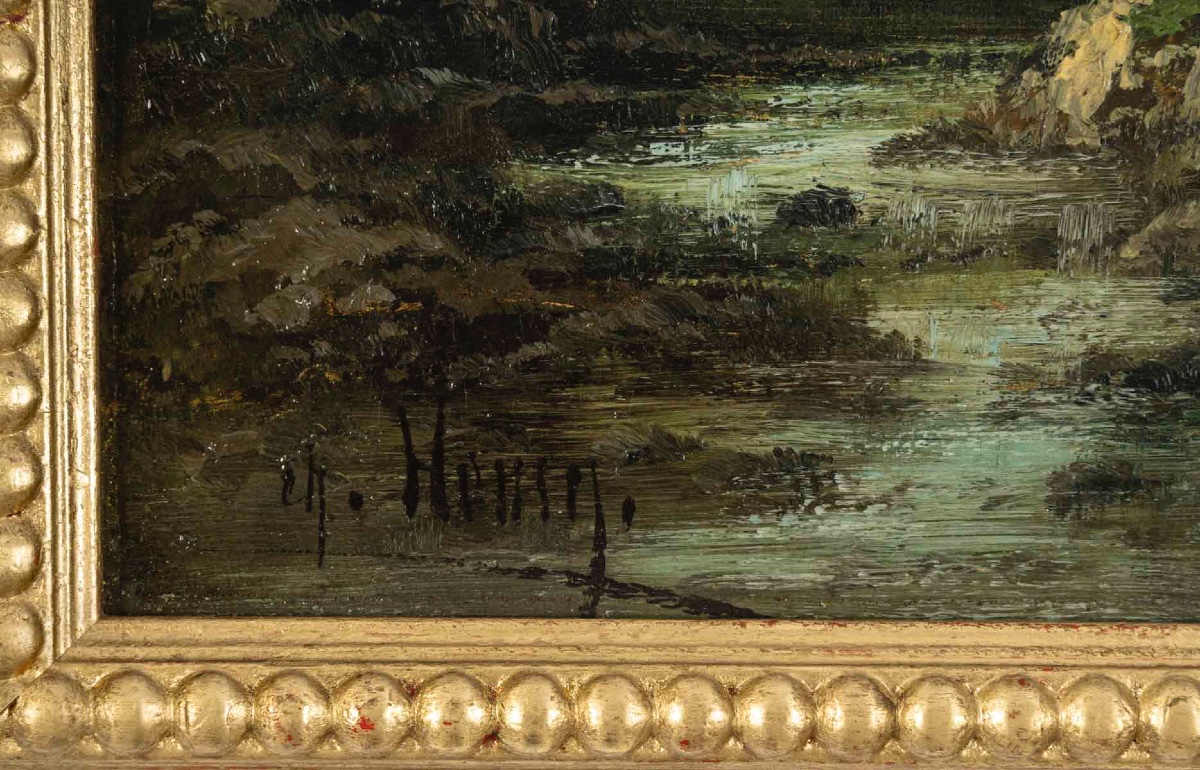 Paire de tableaux HENRY CH. paysages de rivière animé, fin du XIXe siècle — 9