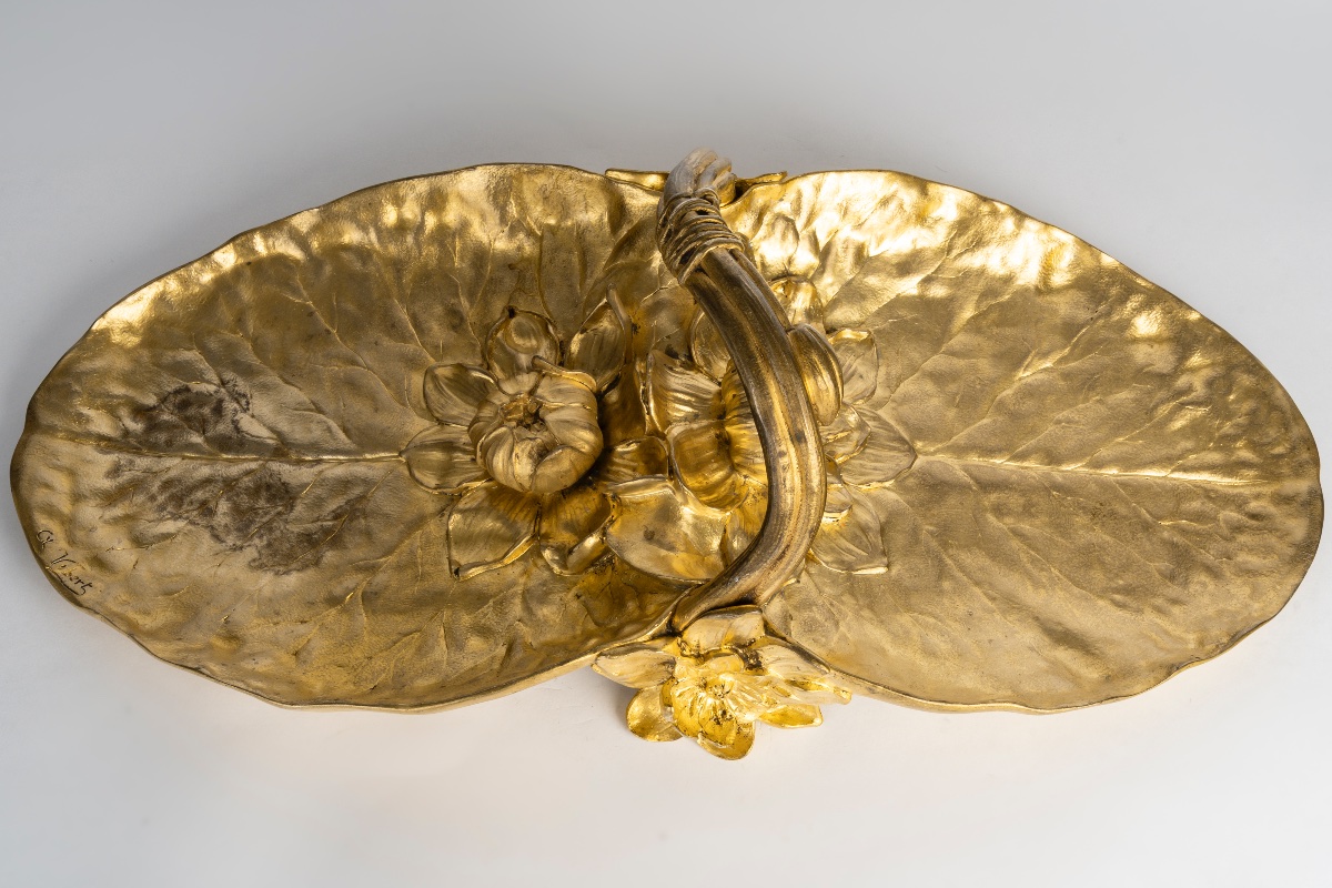 Coupe en bronze doré signée C.R. Vibert – époque art nouveau (vers 1900) — 13