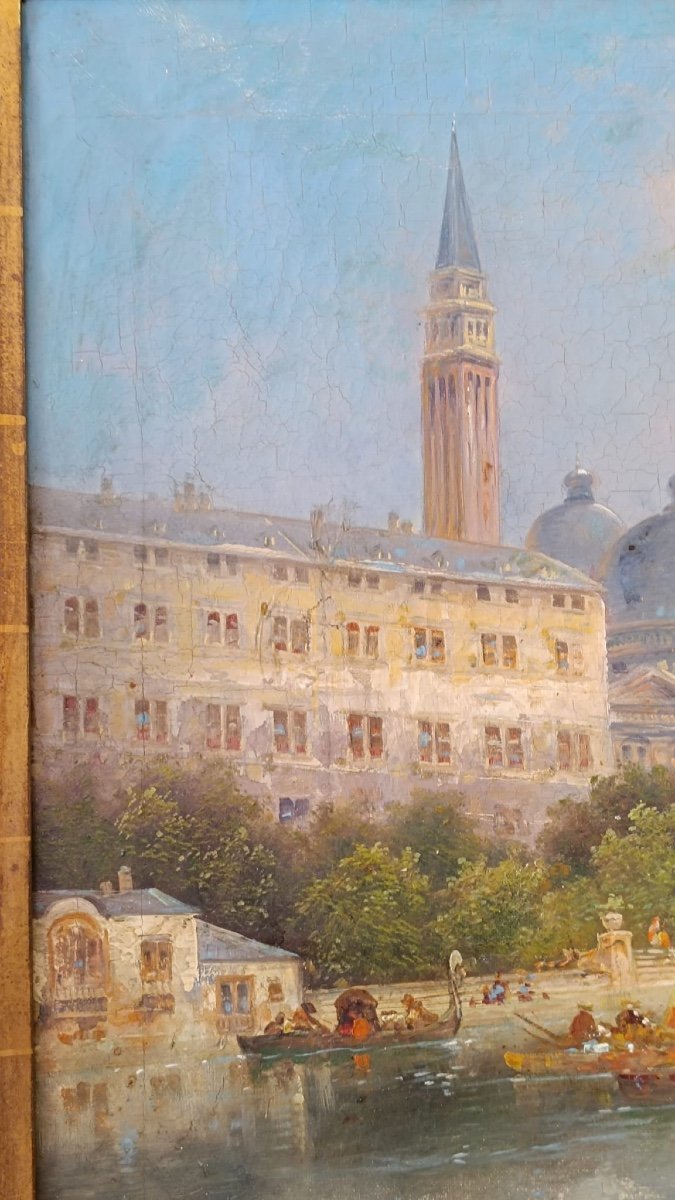 Tableau Vue de Venise huile sur toile fin du XIXe siècle — 9