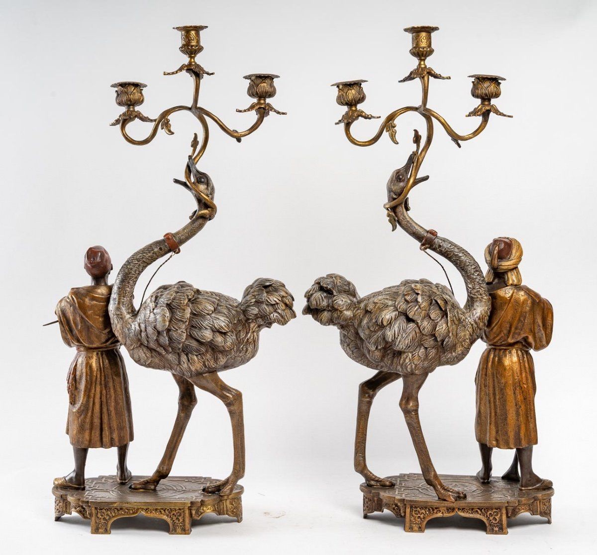 Garniture de Cheminée Orientaliste aux Autruches fin du XIXe siècle — 6