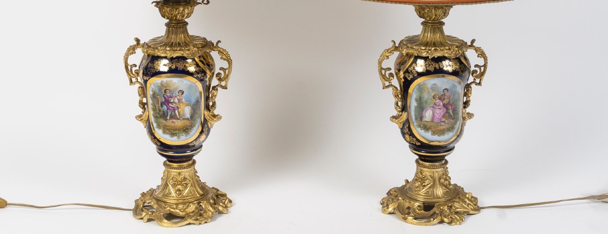 Paire de lampes en porcelaine de Bayeux et bronze doré – fin du XIXe siècle — 7
