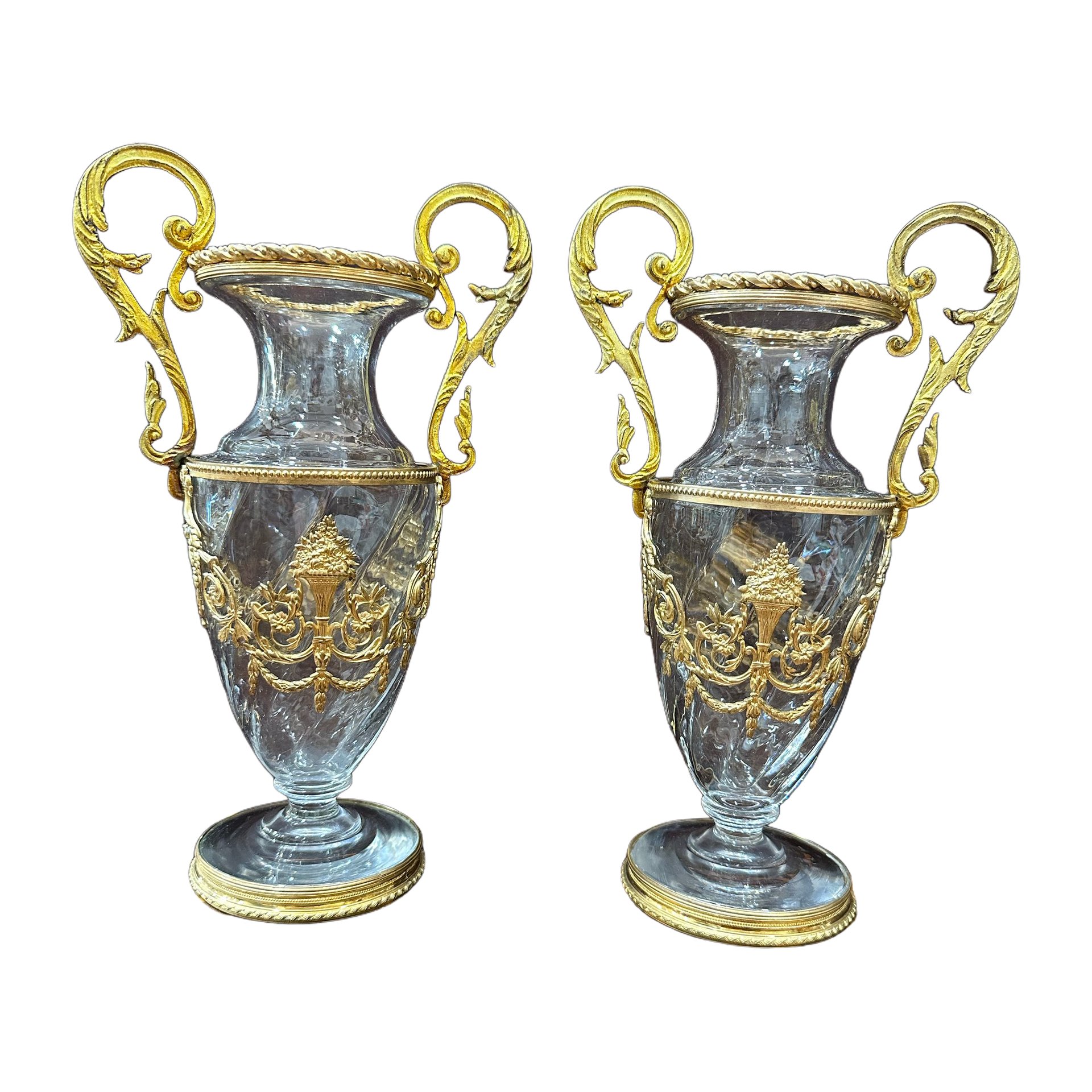 Paire de vases Napoléon III en cristal et bronze doré – XIXe siècle — 14