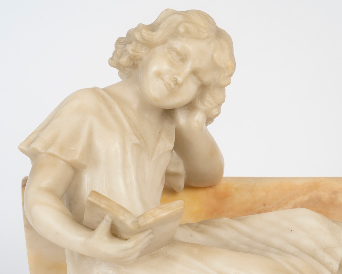 Sculpture art nouveau en albâtre signée Riccardo Gresnigni — 7
