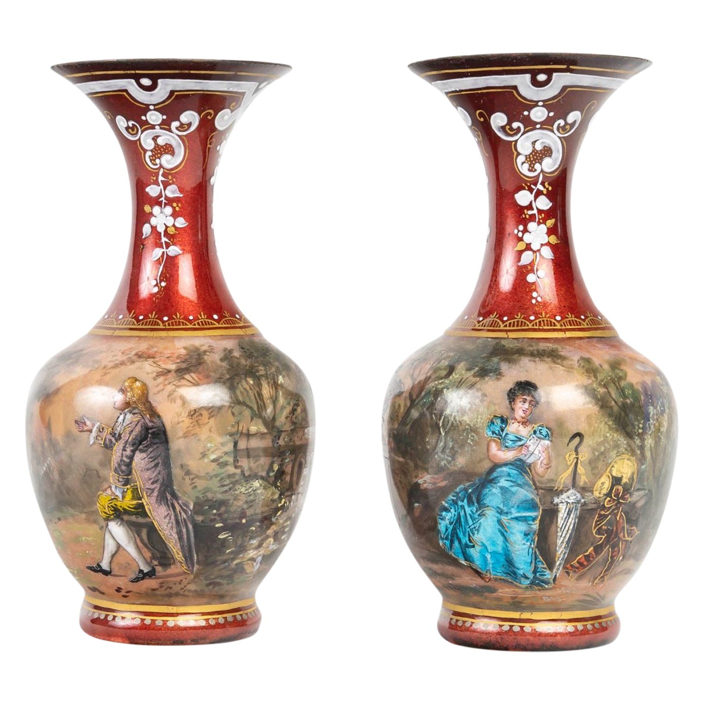 Une paire de vases en émail, fin XIXè siècle — 2