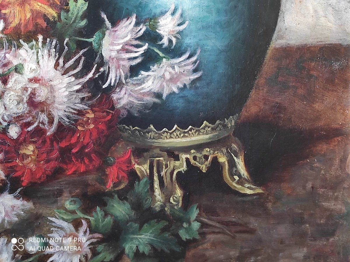 Tableau huile sur toile des CHRYSANTHEMES fin du XIXe siècle — 5