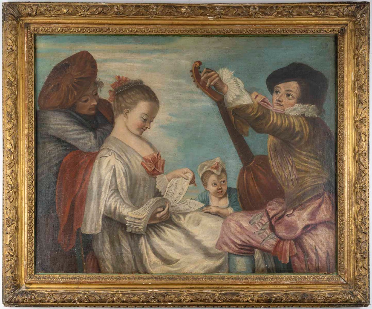 École du XIXe siècle, dans le goût de Jean-Antoine Watteau (1684–1721) le Concert — 6