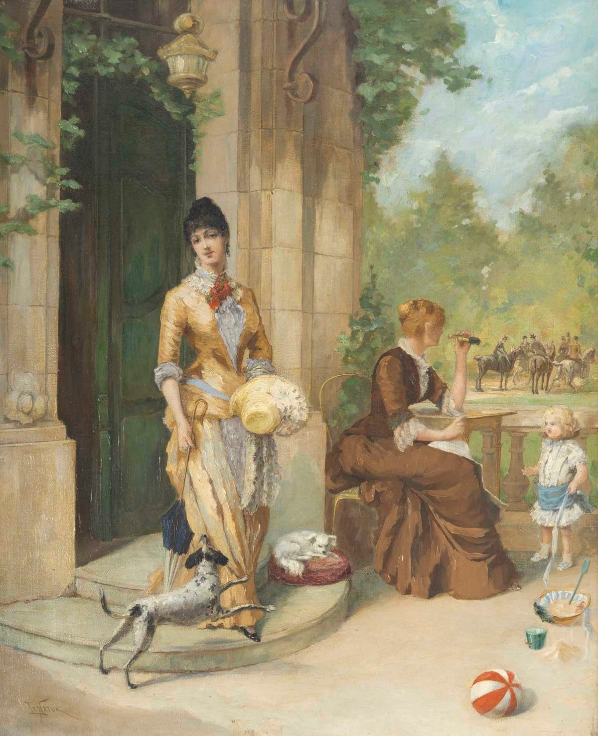 Une paire de tableaux huile sur toile, scène de genre, fin du XIXe siècle — 13