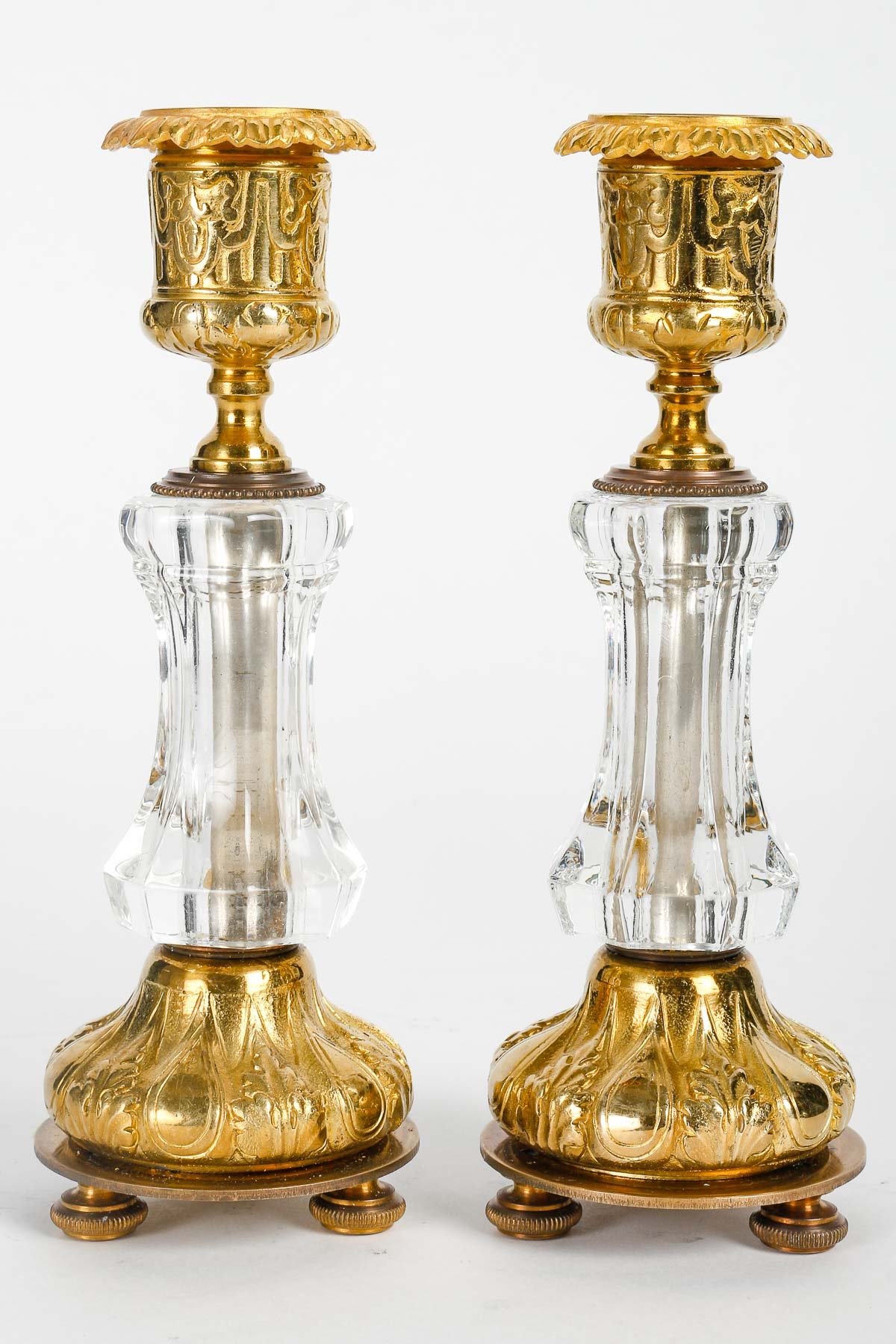 Une garniture de cheminée bronze doré et cristal Baccarat fin du XIXe siècle — 8