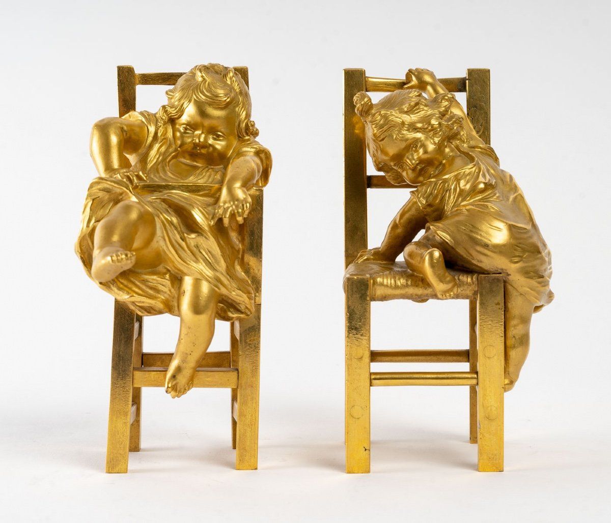 Paire de sculptures en bronze doré XIXe siècle — 7