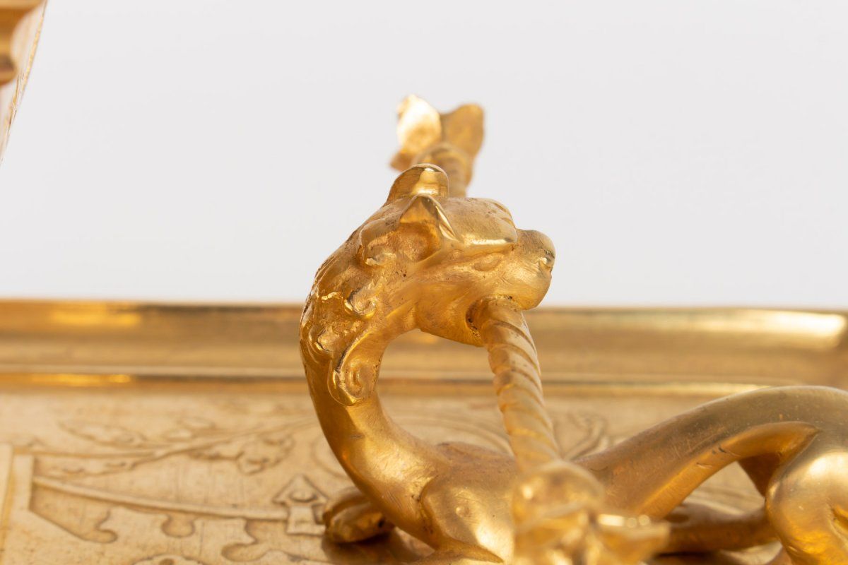 Encrier en bronze doré à décor de Chimères, époque Napoléon III — 8