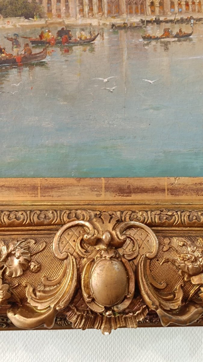 Tableau Vue de Venise huile sur toile fin du XIXe siècle — 12